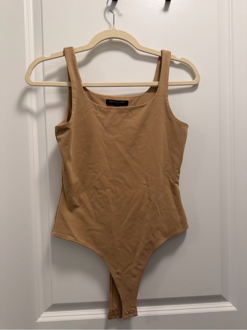 Neutral Tan Tank Bodysuit with Snap Closure